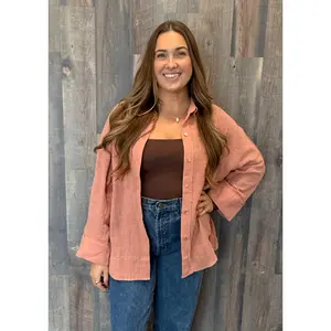 Dolman Sleeve Button Down Gauze Shirt