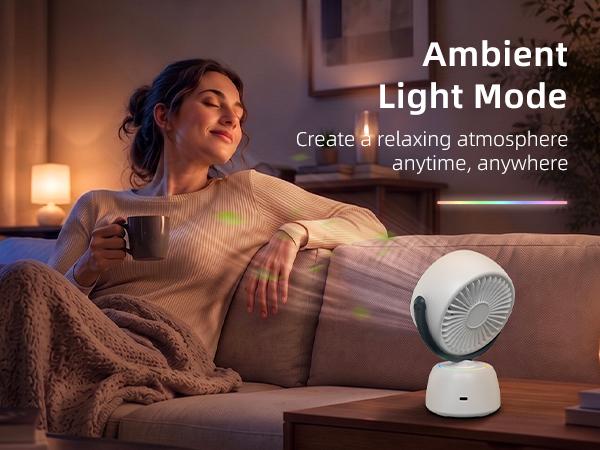 [Breeze Follows You] Smart Head Tracking Fan, 150° Auto-Follow Bathroom Sink Vanity Fan, 200 Speeds Rechargeable Quiet Makeup Mirror Fan with Digital Display & Ambient Light for Kitchen, WFH Office, Bedroom SummerWins