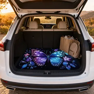 Butterfly Pattern Car Trunk Mat 75x100cm Waterproof Non-Slip Cargo Liner, Washable Foldable SUV Boot Protector Pad, Universal Fit Scratch-Proof Pet-Friendly Rear Trunk Cover for Sedan SUV Van, Cute Car Interior Accessories for Women summervibes truck