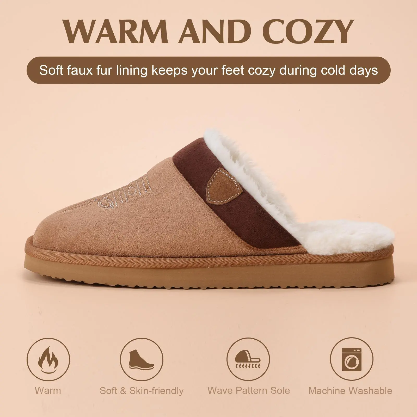 Cowboy Boot Slippers with Faux Fur Cowboy Boot Slippers with Faux Fur