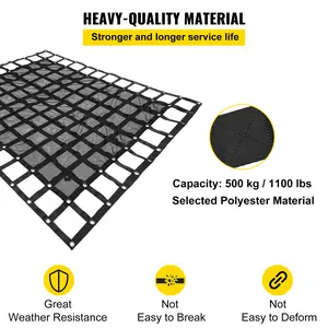 【Spotlight Day】VEVOR Cargo Net with Mesh, 8\' x 6.7\' Cargo Net for Pickup Truck Bed, Heavy Duty Cargo Nets with Cam Buckles & S-Hooks & Cross Strap, Truck Bed Cargo Net for Trailer SUV Jeeps(96\" x 80\")