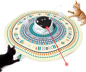 Gardner Pet  Cat Laser Toys, Chargeable 5 in1 Hide and Seek Automatic Interactive Cat Toy, Moving Ambush Feather, Track Balls,Indoor Exercise Kicker 24 inch Cover for All Breeds, Chirping