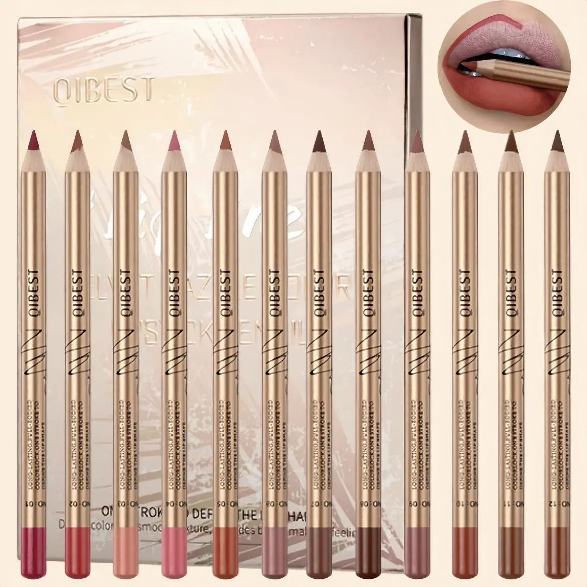 12Pcs Matte Lipstick Lip Liner Pencils Set Pack, Daily Red Nude Brown Natural Lip Makeup Gift Kit for Women & Teen Girls, Velvet Lipliners with Ultra-Fine Tip for Shaping & Defining Lips