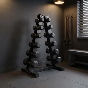 Garvee Dumbbell Rack Stand, Heavy Duty Carbon Steel Weight Rack for Home Gym, Compact Dumbbell Storage Organizer, Rack Only (Dumbbells Not Included)