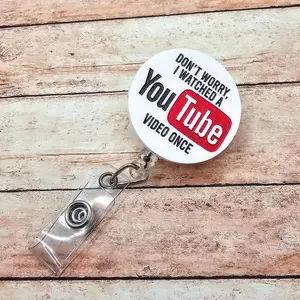 Funny Nurse Badge Reel Don't Worry I Watched a YouTube Video Once, Engraved White Acrylic Badge Holder, Nurse Humor Gift