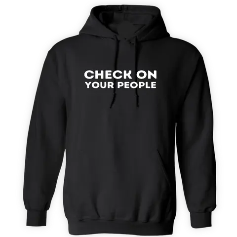 Stay Another Day Men's Mental Health Awareness Oversized Long Sleeve Hoodie - "Check On Your People" Print, Premium Fabric, Loose-Fitting Round Neck Pullover, Mensfashion Sweatshirts, Streetwear Shirt, Sizes S-5X (2X-4X Included)