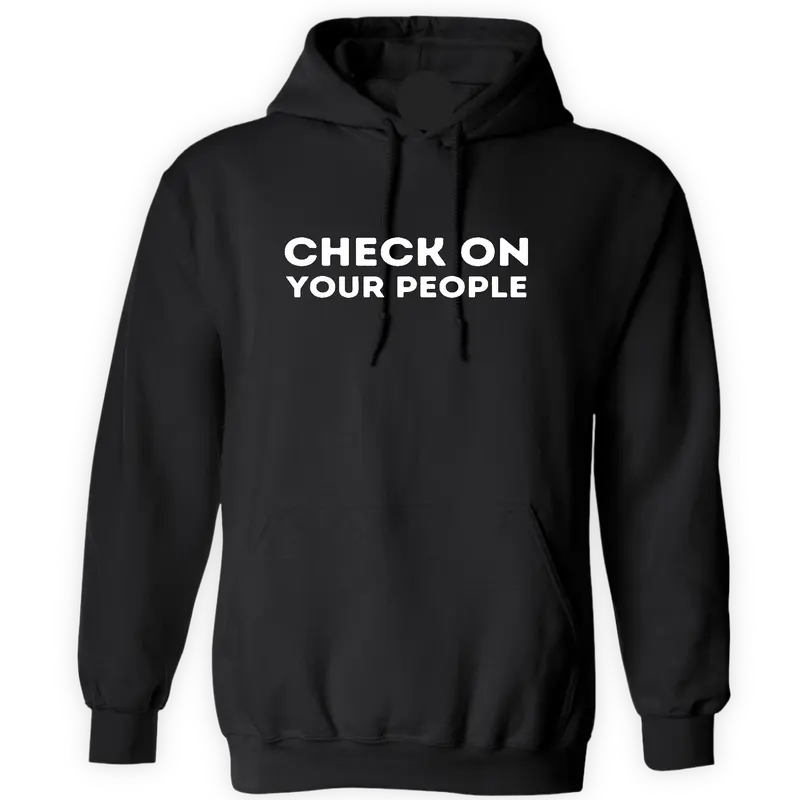 Stay Another Day Men's Mental Health Awareness Oversized Long Sleeve Hoodie - "Check On Your People" Print, Premium Fabric, Loose-Fitting Round Neck Pullover, Mensfashion Sweatshirts, Streetwear Shirt, Sizes S-5X (2X-4X Included)