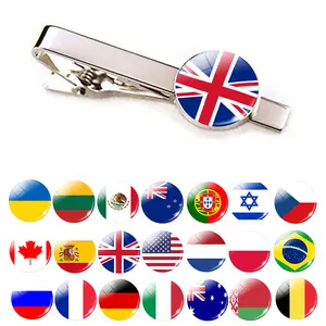 30 Countries National Flag Tie Clips Men Fashion Metal Necktie USA Flag Clip Pins Button Wedding Suit Accessories