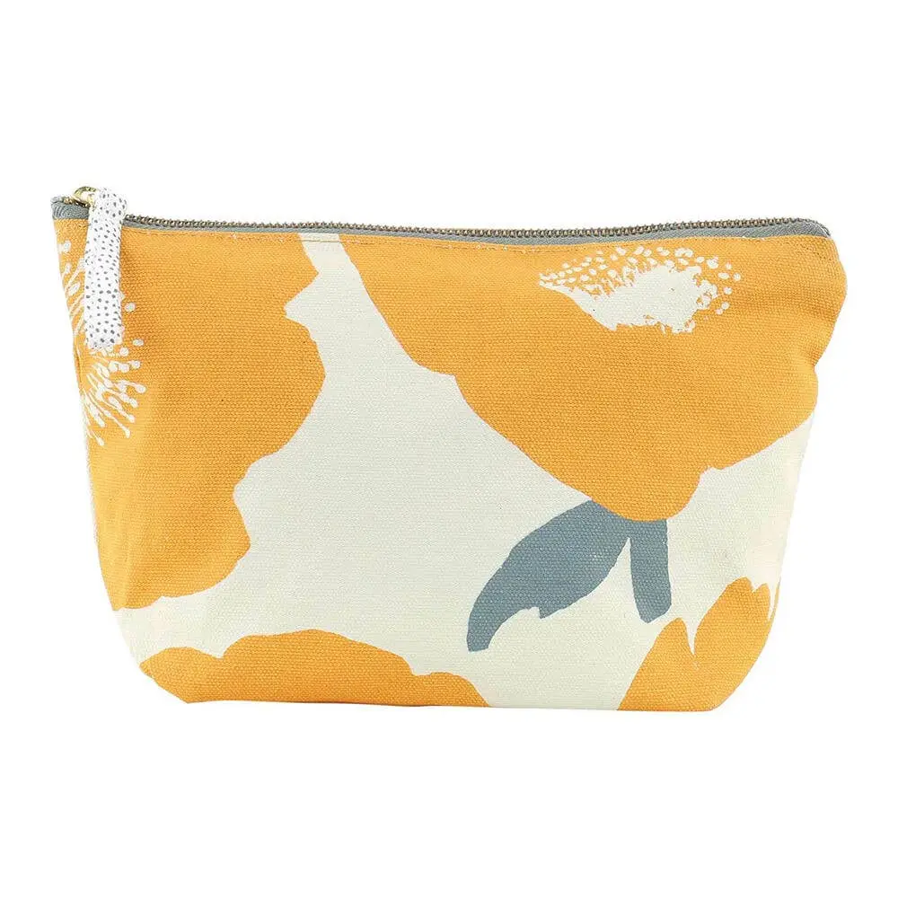 Poppies Gold Canvas Pouch