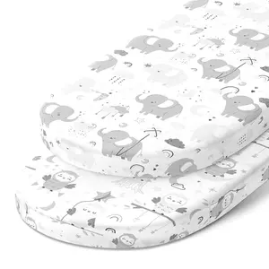 Bassinet Fitted Sheets for SNOO Happiest Baby Oval Bassinet – Owls and Elephants (2 Pack)