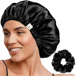 Women Satin Bonnet Night Sleep Cap Hair Hat Silk Head Cover Wide Elastic Band