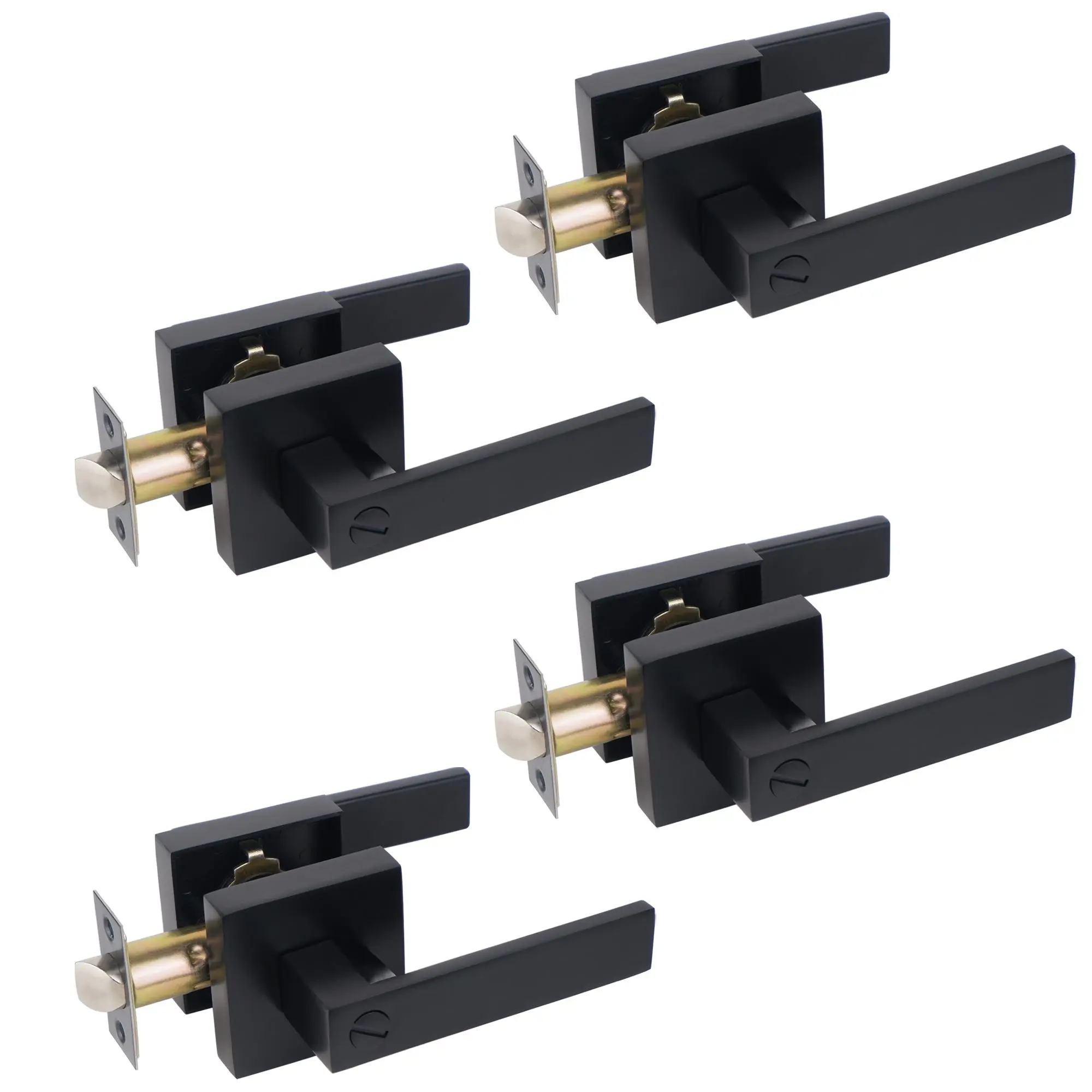 4pcs Matte Black Door Handle Heavy Duty Door Lever Privacy Door Lock Set Door Hardware, Left or Right Handing Door Handles, Interior Door Handle
