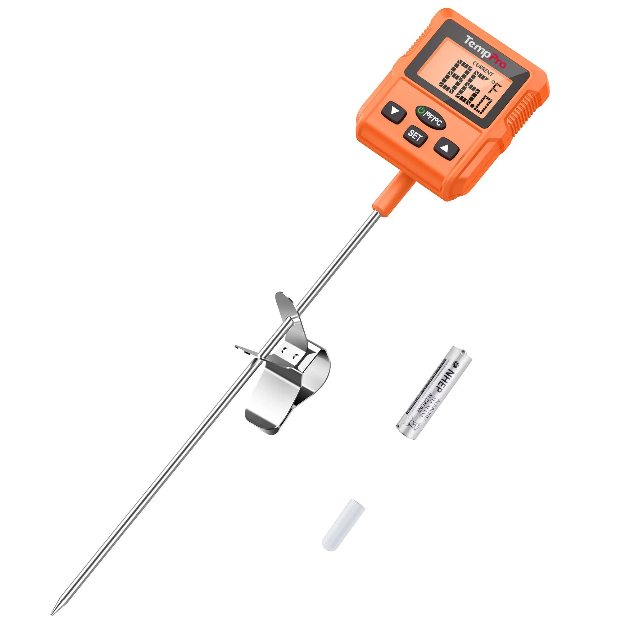 TempPro Waterproof Digital Candy Thermometer with 10" Long Probe & Pot Clip, Instant Read Kitchen Thermometer for Grilling, Deep Frying(TP510/511)
