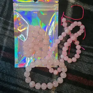 Rose Quartz Natural Stone Bead Bracelet 8/10mm - Real Natural Stone with Natural Pink Color