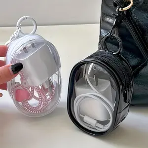 (2pcs)PVC Storage Bag for Organizing Data Cables, Chargers, Earphone, Earbud, Keys, Change, Camera Chips, Portable Transparent Storage