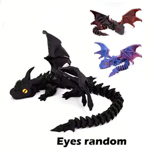3D Printed Flexible Winged Dragon Statue, Decorative Sculptures, & Scales, Glowing Eyes, Durable Plastic, Indoor Outdoor Decor, Birthday Gift