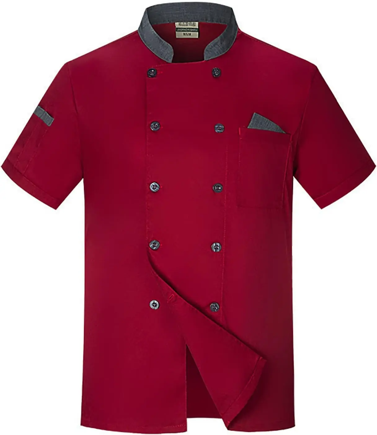 Unisex Double-Breasted Chef Coat Back Full Mesh Lightweight Chef Jacket Color Stitching Chef Uniform