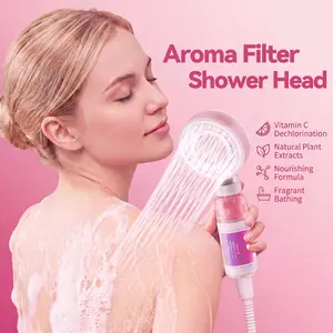 BioChris Water Purifying Gel Showerhead, Vitamin C Filter for Hard Water, Rose Aromatherapy, Softens Skin & Improves Hair Quality