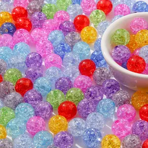 12mm  Beads Color Crack Beads Assorted Colors Round Bubble Beads for DIY Craft  Necklace Making(Crack-deep)