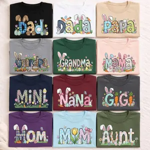 Easter Family Matching T-Shirts, Bunny Letter Graphic T-Shirt, Family Gift, Happy Easter Day Gift, Cute Easter Shirt - LORA ATCHER