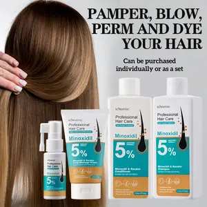 KORMESIC 5% Minoxidil Hair Care Set (Hair Growth Serum/Shampoo/Conditioner/Scalp Massage Cream) Activate Follicles Prevent Hair Loss Thicker Stronger Hair Repair Damaged Hair Improve Receding Hairline Professional Hair Care Kit