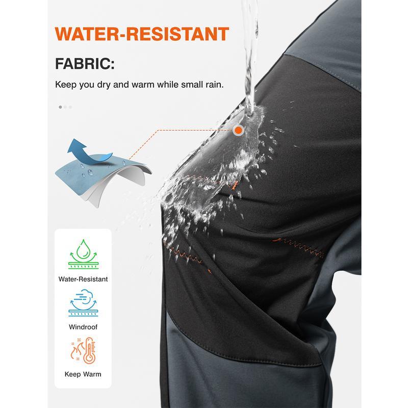 2 PACK Men's Snow Ski Hiking Pants Waterproof Winter Fleece Lined Pants Camping  Ice Fishing Pants with Belt High Rise Joggers High Waisted Joggers