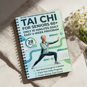 28-Day Tai Chi Challenge Daily 10-Minute Routine, 4-Week Transformation Coil Plan Book, Comprehensive Guide for Seniors & Beginners