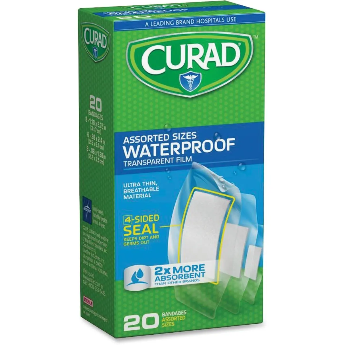 Curad MIICUR5108 Assorted Waterproof Bandages - Clear