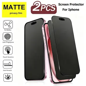 2Pcs- Matte Privacy Screen Protectors for iPhone 17/16/15 /14/13/12/11 Fingerprint Resistant, No Bubbles, Easy Application, Frosted Anti Spy Soft Film, Privacy Shield Matte End Protector
