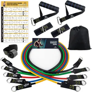 Resistance Bands Set with Yellow Handles, Exercise/Workout/Fitness Bands with Door Anchor, Legs Ankle Straps for Resistance Training,Physical Therapy,Home Gym Workout