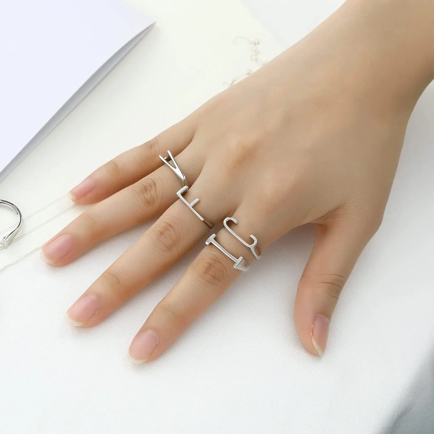 SUNDAY MIRTH Initial Ring S925 Stamped Alphabet A-Z Stacking Ring Sterling Silver Sideways Statement Rings for Women Men, Adjustable Size#6-#12 Letter Name Ring with Gift Box SUNDAY MIRTH Initial Ring S925 Stamped Alphabet A-Z Stacking Ring Sterling Silver Sideways Statement Rings for Women Men, Adjustable Size#6-#12 Letter Name Ring with Gift Box