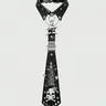 Y2K Punk Style Vintage Rivet Zipper Metal Skull Letter Print Unisex Tie Design Regular Width, Gothic Dark Accessory All Seasons Use, Unique Personalized Decoration Striking Visual Appeal, Bold Print Splicing Production Technique