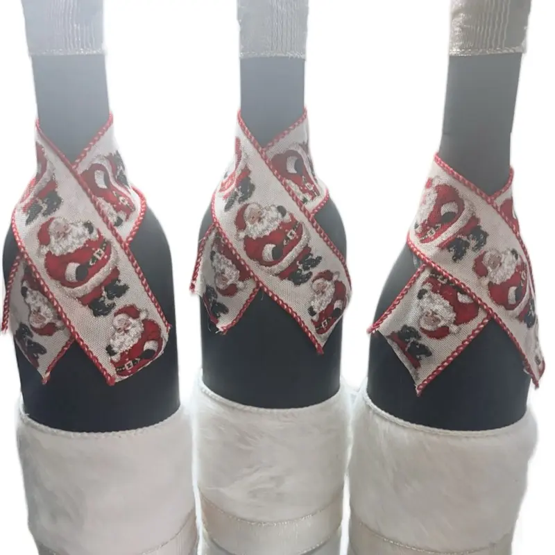 Handcrafted Santa Claus Wine Bottle Christmas Decorations Festive Holiday Table Centerpiece