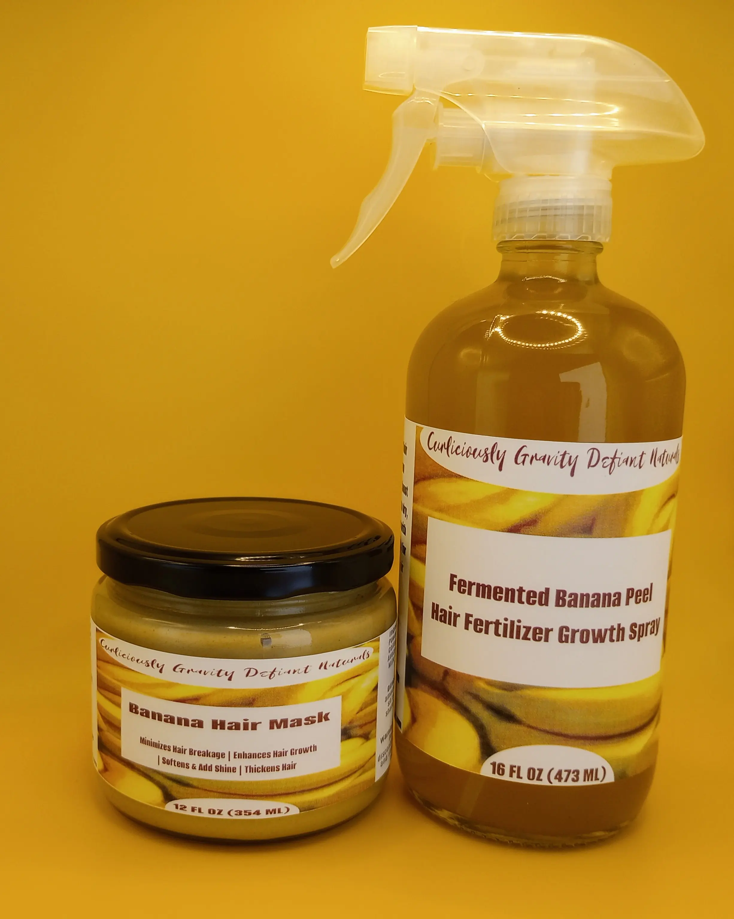 Banana Hair Mask & Hair Fertilizer Growth Spray Bundle Set | Organic Wedding gift for her | Holiday Gifts for mom on Mother's Day| New Moms