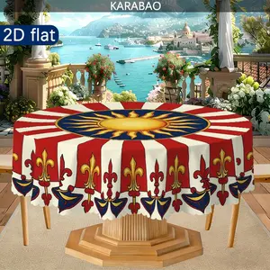 Sun Badge Pattern Outdoor Tablecloth, Striped Picnic Decor, Camping, Home Decoration, Perfect Gift, Indoor & Outdoor Use