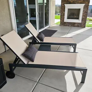 PURPLE LEAF Outdoor Chaise Lounge with Wheels Patio Lounge Chair Recliner