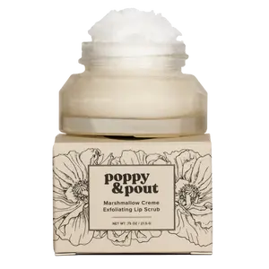 Poppy & Pout Lip Scrub Marshmallow Creme Exfoliating & Moisturizing Natural Ingredients 0.75 oz