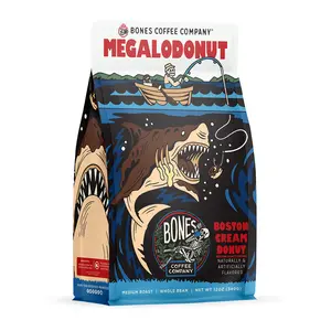 Bones Coffee Company | Megalodonut Boston Cream Donut Flavored Coffee 12oz Medium Roast Arabica Bones Coffee Company | Megalodonut Boston Cream Donut Flavored Coffee 12oz Medium Roast Arabica