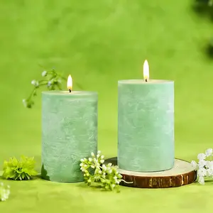 Yozu Easter 2pcs Set of Soy Beeswax Cylindrical Candles, with a Long-lasting Burning Time of 55 Hours, No Fragrance, No Dripping