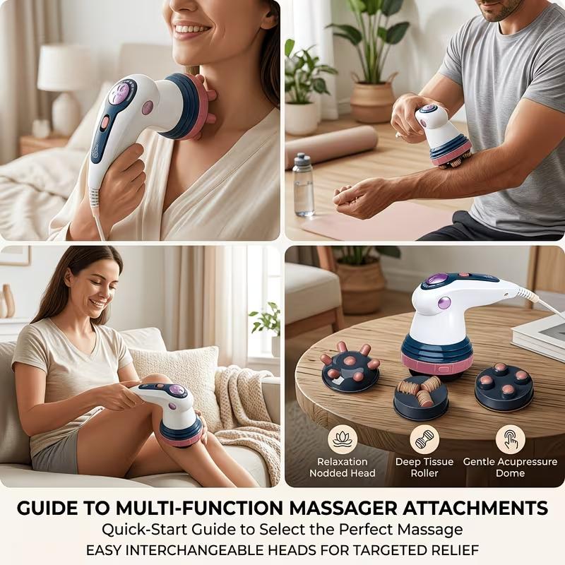 Compact Electric Handheld Massage Machine 3 Speed Intensity Modes 3 Interchangeable Heads Easy Holding Design Portable Powerful Vibration Daily Gadget