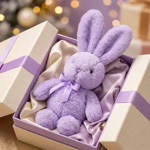 Huggable Long Ear Bunny Plush Toy, Soft Rabbit Stuffed Animal, Mixed Color Polyester Sleep Companion Doll, Ideal for Nursery Home Bedroom Decor, Travel Comfort Plush, Birthday Easter Anniversary Gift