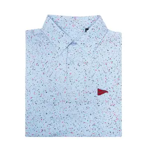 Splatter Light Blue Polo – Men’s Performance Golf Shirt, Lightweight Breathable Short Sleeve Polo with Patriotic Style
