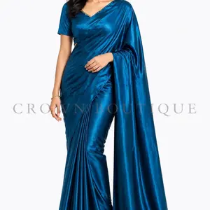 Satin Silk Saree Set - Traditional Elegance with Fully Stitched Blouse for Special Occasions - Dress