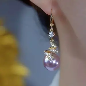 LisiZen Purple Snake Pearl Hoop Earrings for Women, 2025 Trend Jewelry, Unique Luxury Chic Statement Design DZEH3837