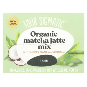 Four Sigmatic Think, Organic Matcha Latte Mix with Lion's Mane Mushrooms, 10 Packets, 0.21 oz (6 g) Each