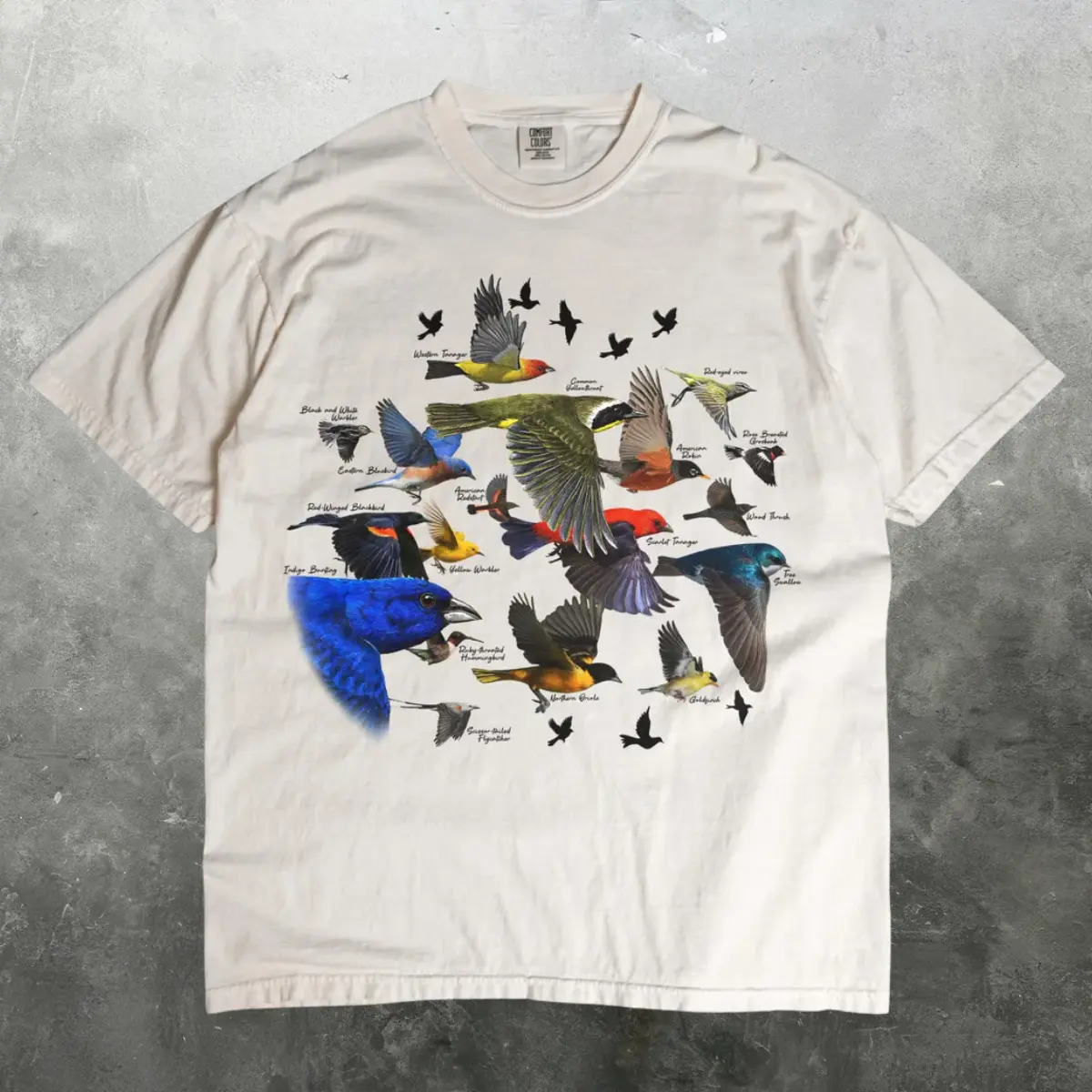 Bird Migration Vintage Graphic Comfort Colors T-Shirt, Retro Nature Wildlife Tee, Flying Birds Art Shirt, Ornithology Lover Gift, Naturecore Aesthetic Top, unique gift, graphic t-shirts, men's clothing clothes merch, Gift For Him & Her