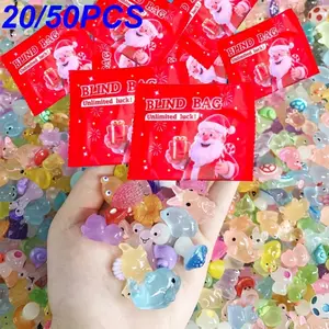 Christmas Blind Bags Mini Glow-In-The-Dark Animal Resin Models, Home Decor, Fairy Garden, Birthday Party Gift, Party Favors Assortment, DIY Crafts, Christmas Present