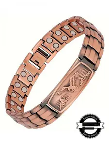 Men's copper bracelet with an engraved eagle design, adjustable size, durable, and suitable for all seasons.