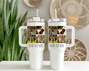 Custom Photo Collage Tumbler, Picture with Personalization Cup, Father's Day gift idea, Personalized Image Tumbler for Grandma, Christmas Gift from Kids