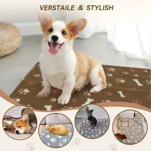Soft Multi-Purpose Pet Blanket, Stain Resistant & Machine Washable, Black Paw Print